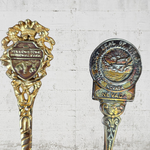 Antique United States Silver Alaska Nevada Tea Souvenir Spoons 10 Piece Lot - Picture 8 of 16